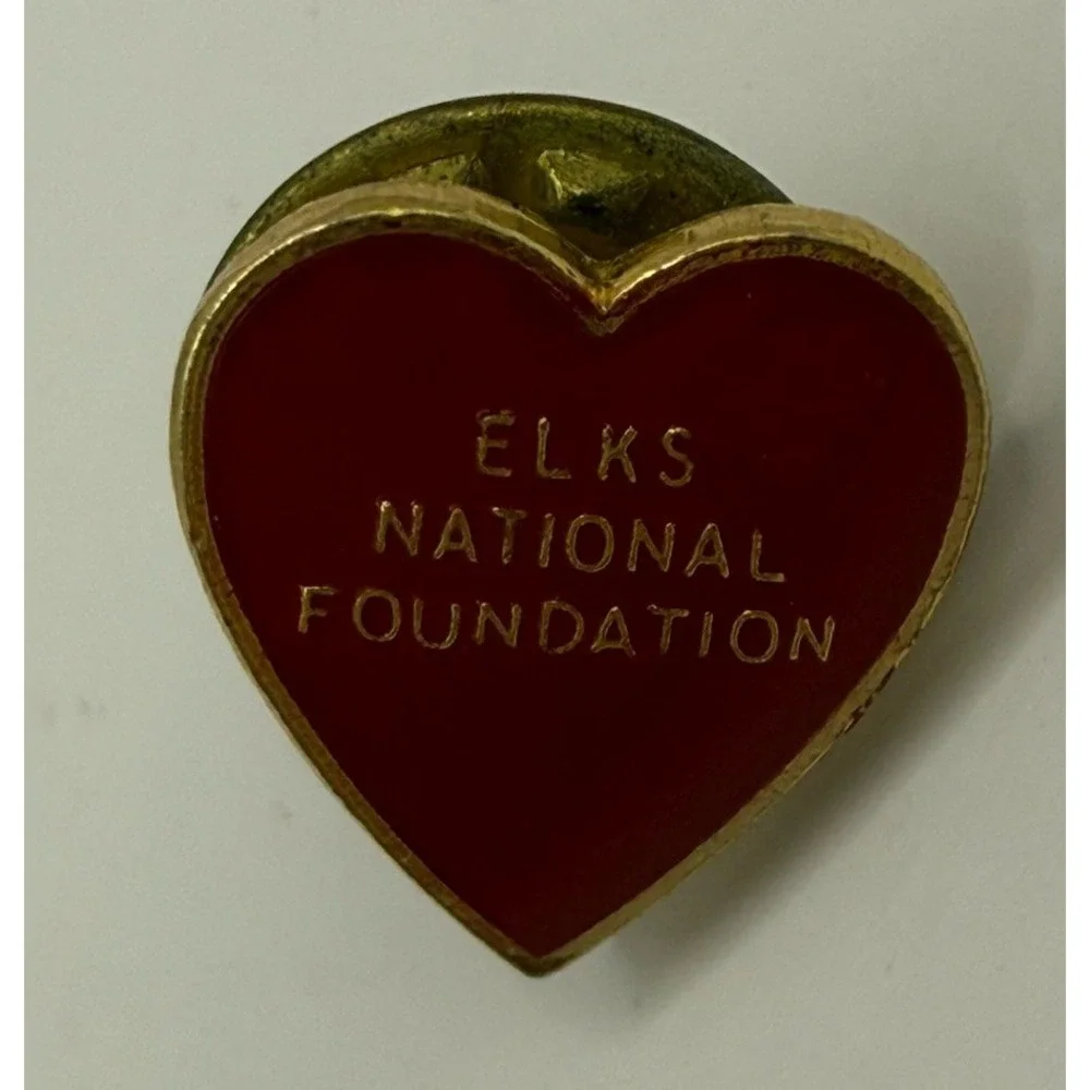 Elks National‎ Foundation Heart Gold Tone Vintage Lapel Pin